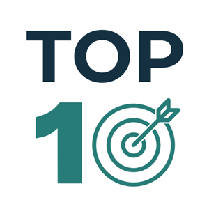 Top Ten graphic showing dart in bullseye of target