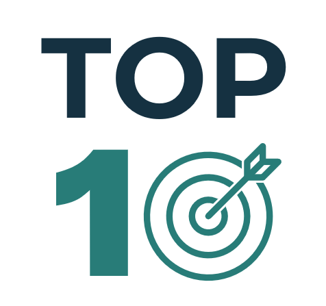 Top Ten graphic showing dart in bullseye of target