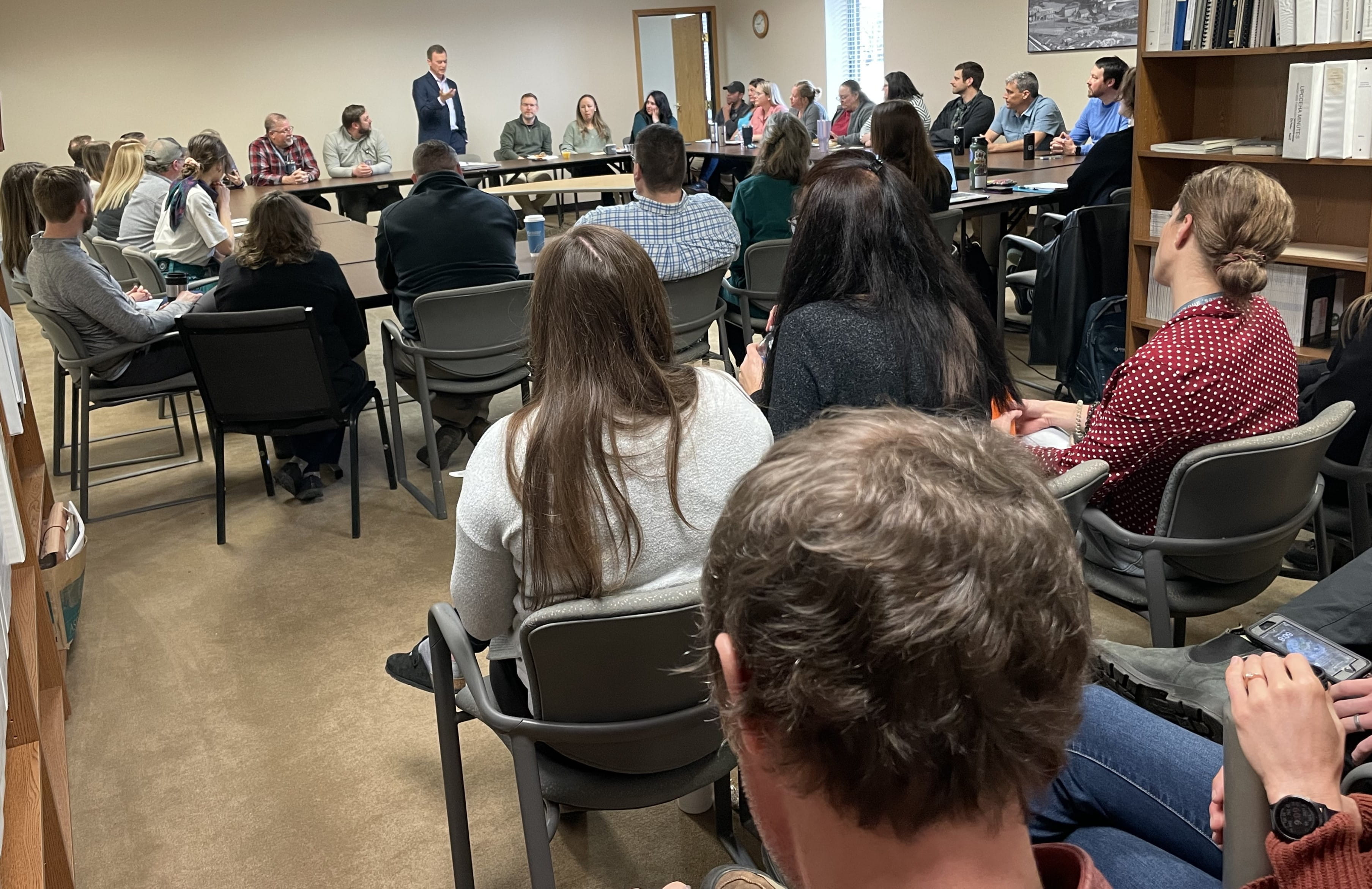 EGLE Director Phil Roos meets with staff at EGLE’s Marquette District Office.