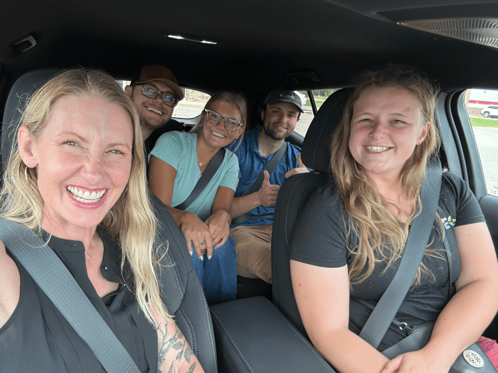 EGLE Water Resources team members in the department’s Cadillac district office joined Ann Larson, EGLE Deputy Director, in an electric vehicle to see how well it works in the field. 