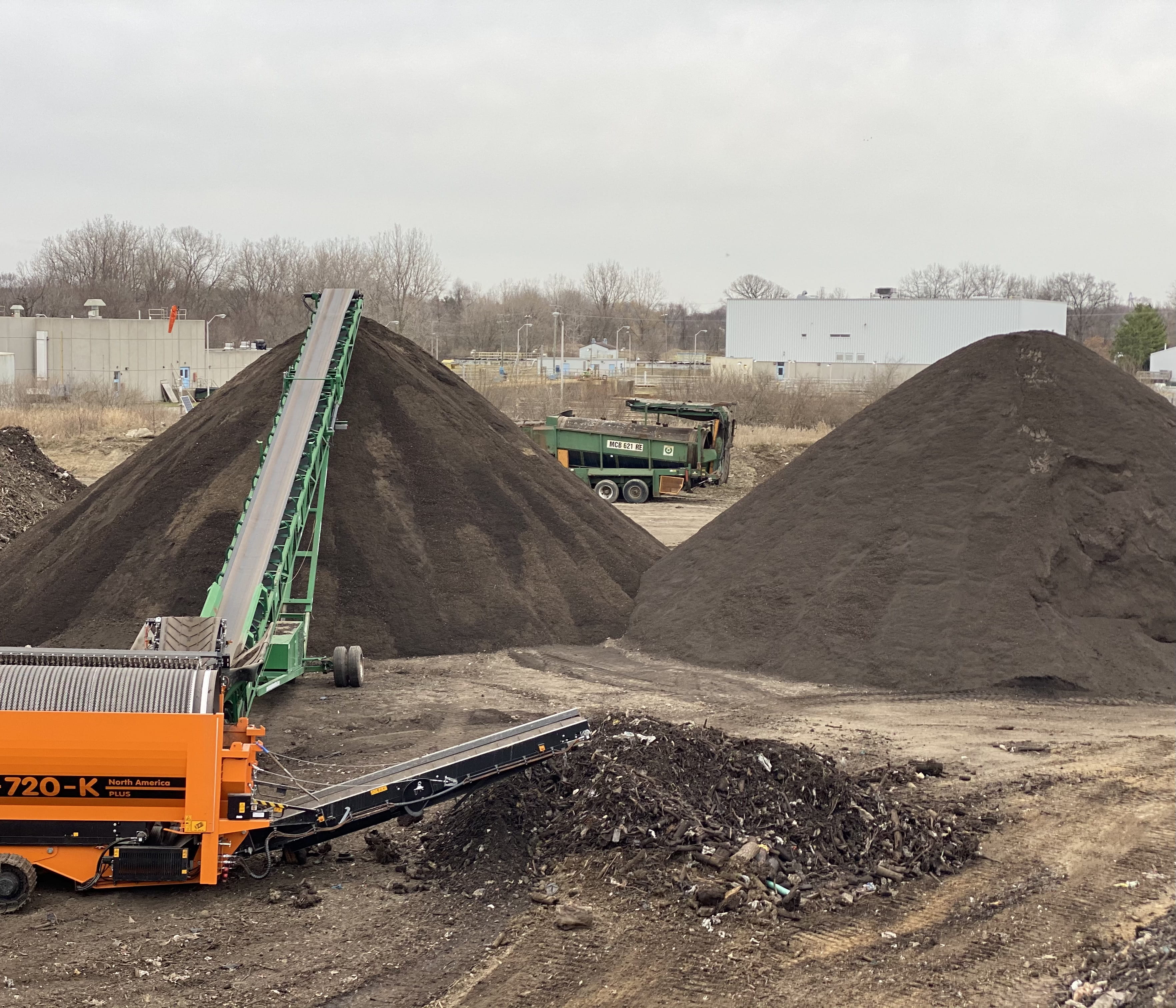 Spurt Industries' screening plant, where compost is screened, creating a better finished product and removing clumps in the soil. The equipment also separates and removes large pieces of wood that did not fully decompose and filters out contaminants like plastic and metal.