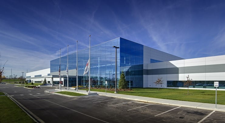 Rendering of LG Energy Solution building in Holland, Michigan. (Rendering courtesy of LG Energy Solution.)