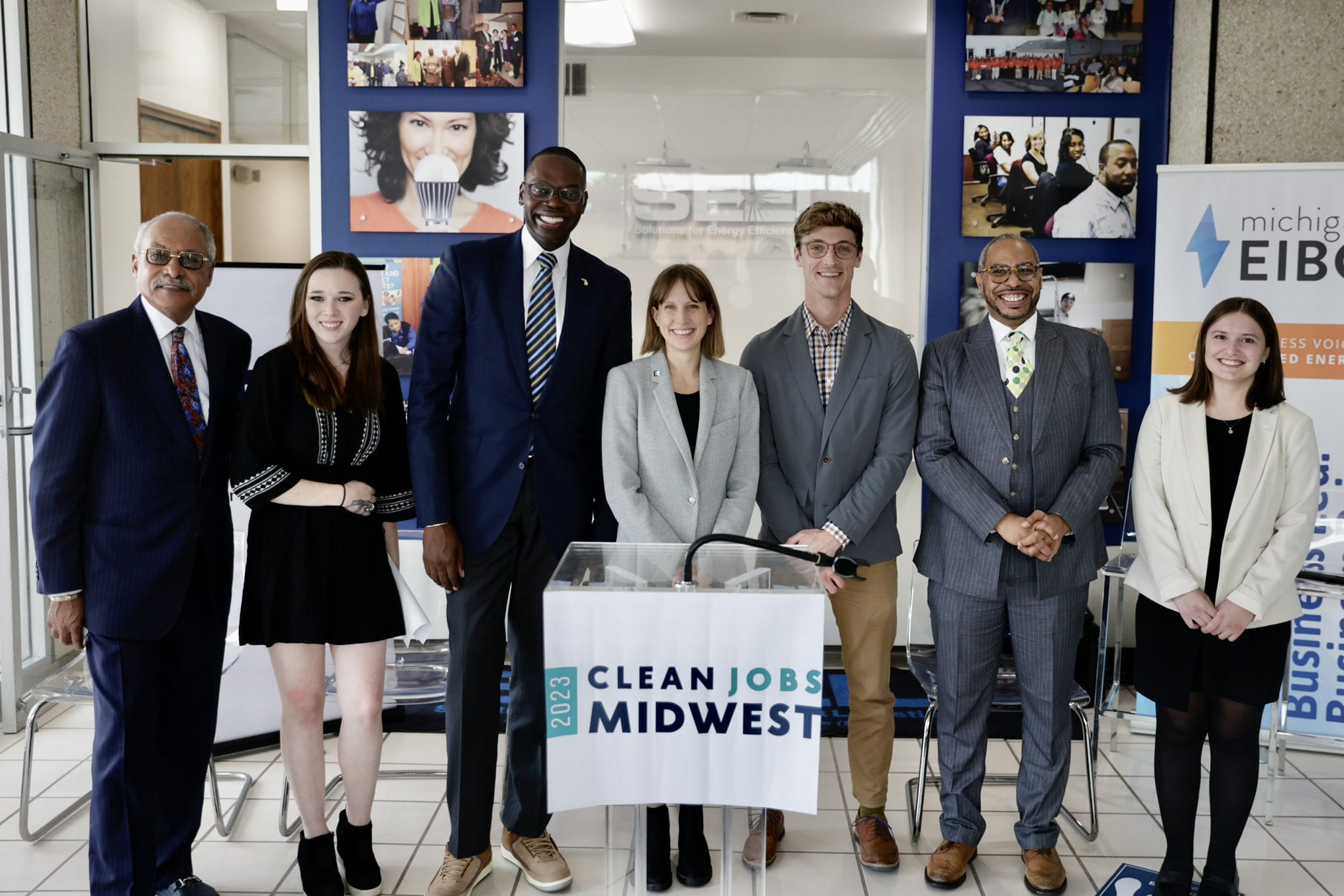 Lt. Gov. Garlin Gilchrist with others at Clean Jobs event.
