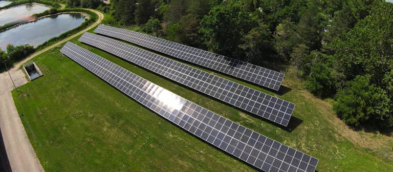 Solar panels at Wolf Lake State Hatchery.