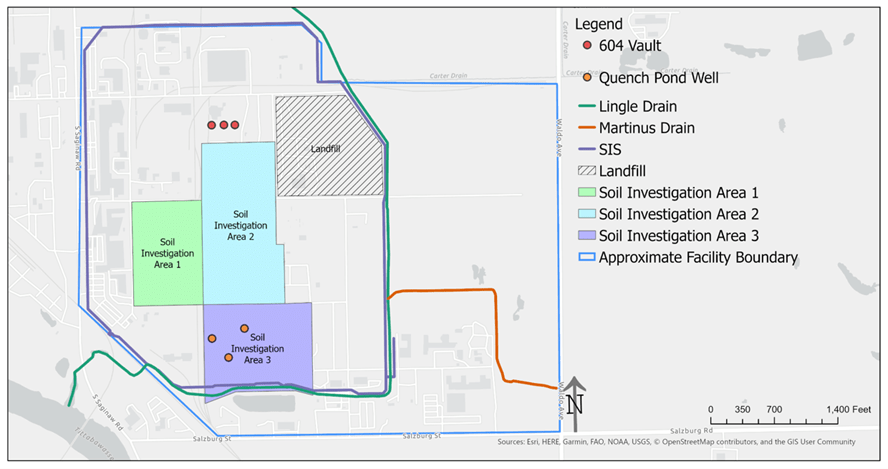 Area of soil contamination resulting from the 2018 reference from the hazardous waste tank and container area.