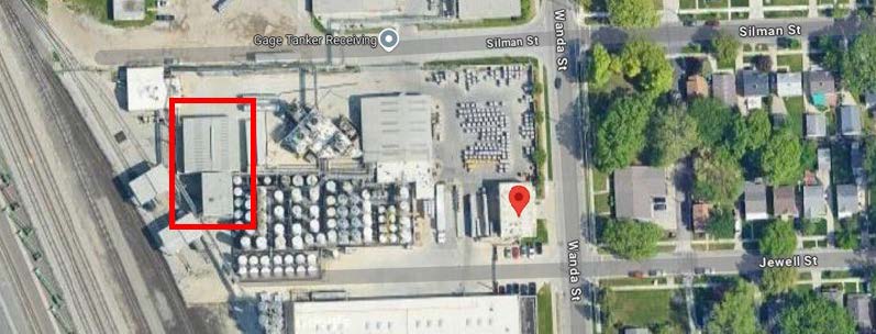 Aerial view of Gage’s LSF outlined in red
