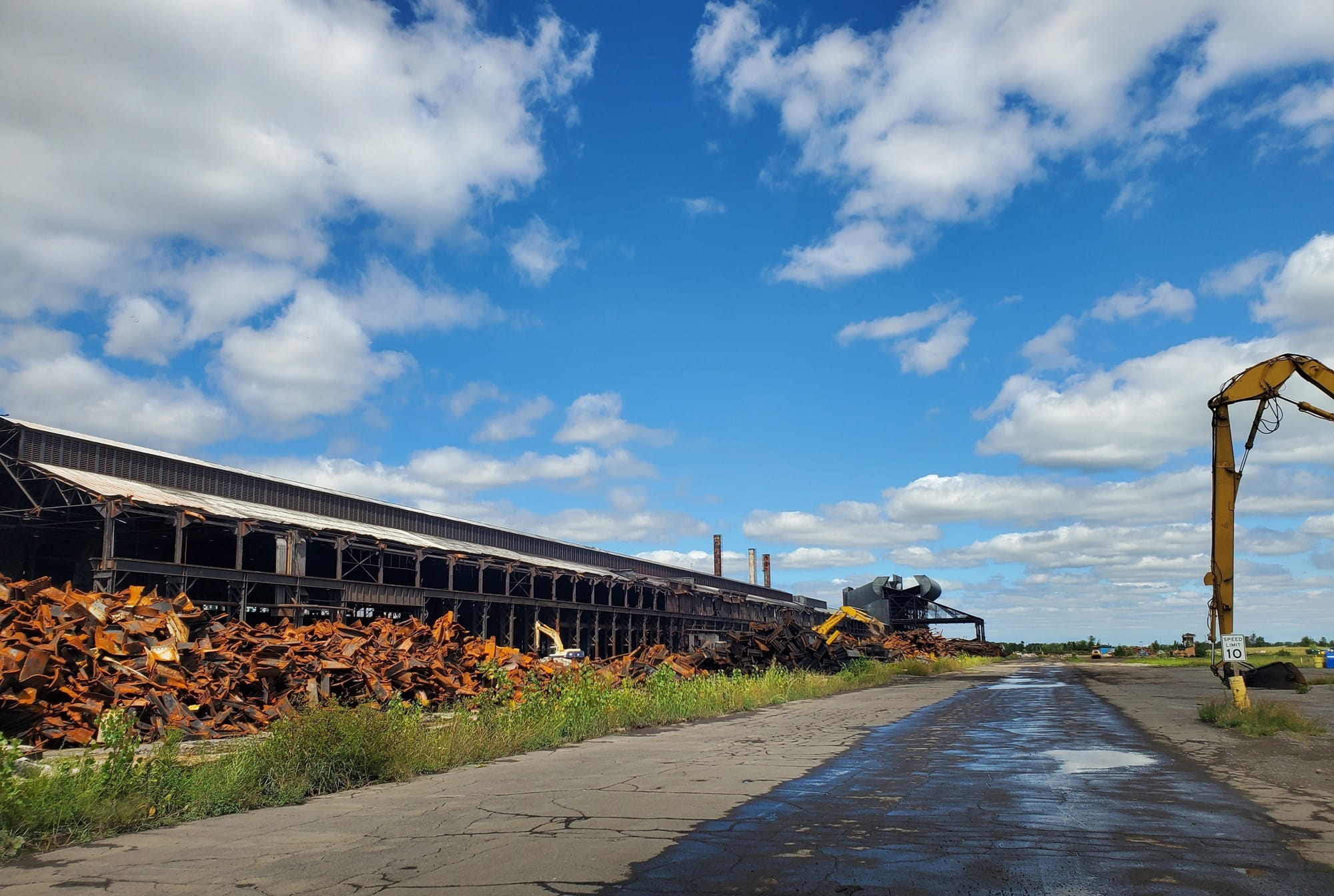 Building undergoing demolition at the former McLouth Steel facility