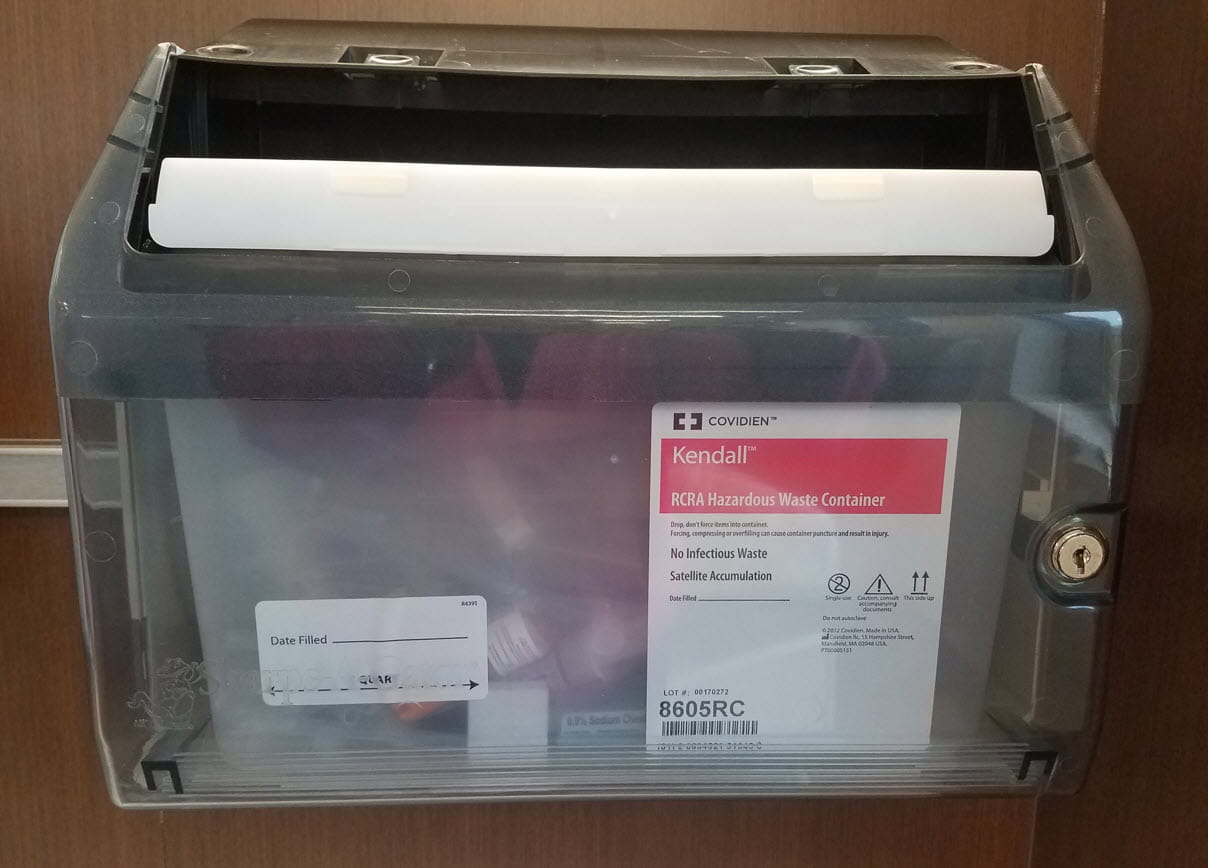 Hazardous Waste Pharmaceutical Waste Container for Patient Care Rooms - No Medical Infectious Waste