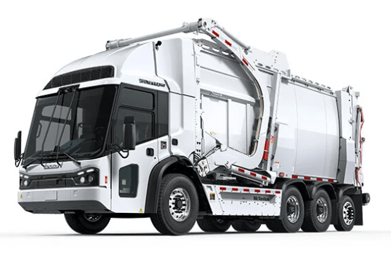 white recycling truck