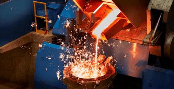 Scrap metal being melted