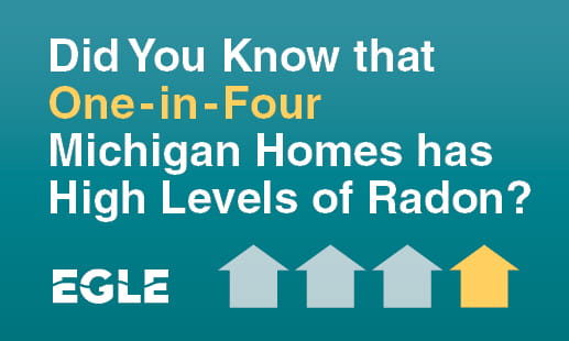 Radon graphic that states did you know that one-in-four homes has high levels of radon? 