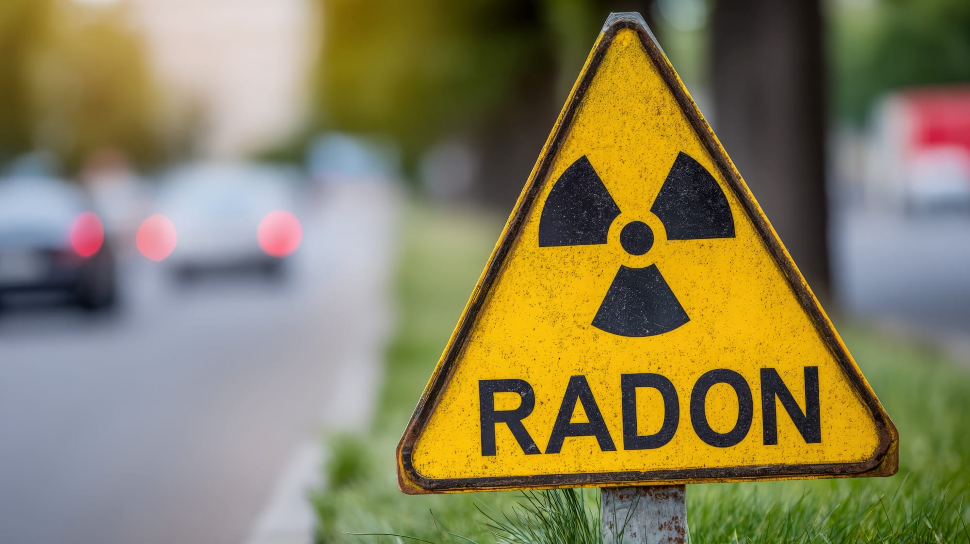 Radon with a caution symbol