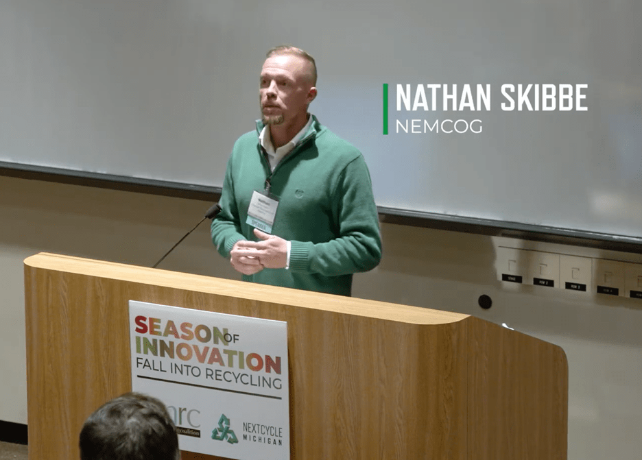 Nathan Skibbe, the vice chair of the Alpena Resource Recovery Board and Alpena Township supervisor, at the NextCycle Michigan Showcase 2022.