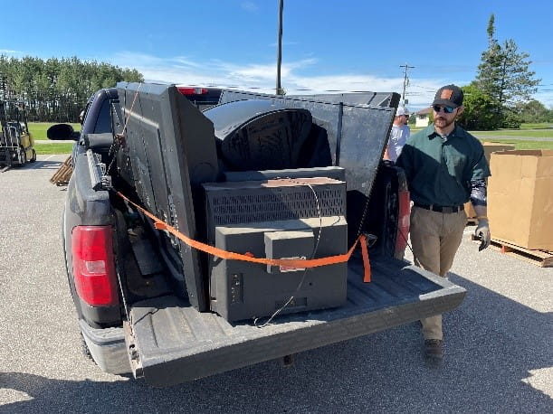 Electronic waste collection event at Hannahville Indian community in  June 2024.