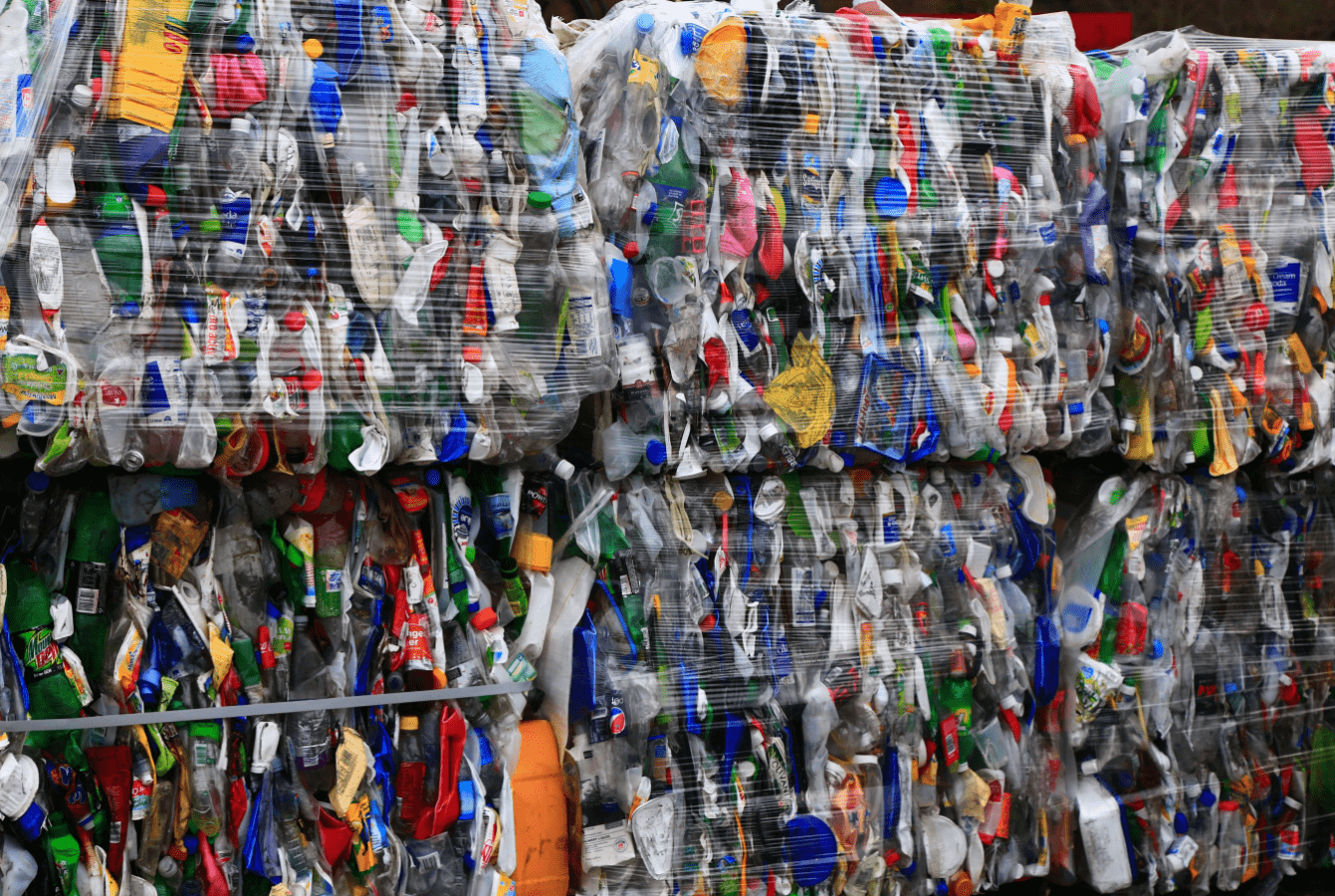 Up close photo of recycling bales