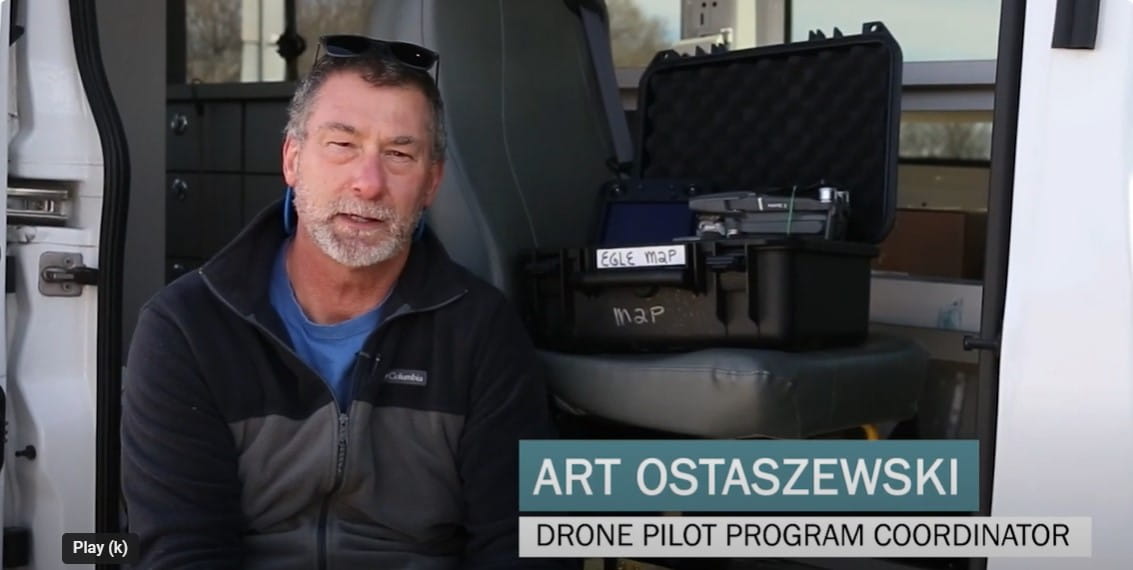 Screenshot of Art Ostaszewski, drone pilot program coordinator, from Career Series video.