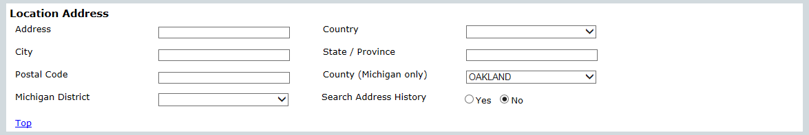 Location Address form example