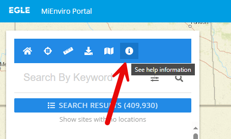 Screenshot of MiEnviro Portal showing the "Information" button