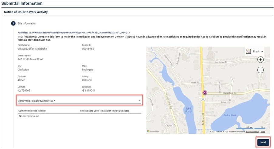 Screenshot from RIDE showing where to select the pertinent confirmed release number