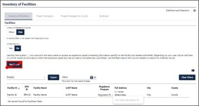 Screenshot showing highlighting that the user should not use the Not Found button if unable to find the Part 213 location