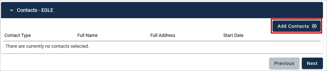 Screenshot from the RIDE database showing the button used to add contacts