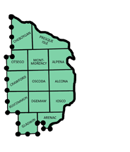 Region map of Northeast Michigan