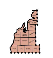 Region map of Northwest Michigan