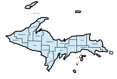 Region map of Upper Peninsula