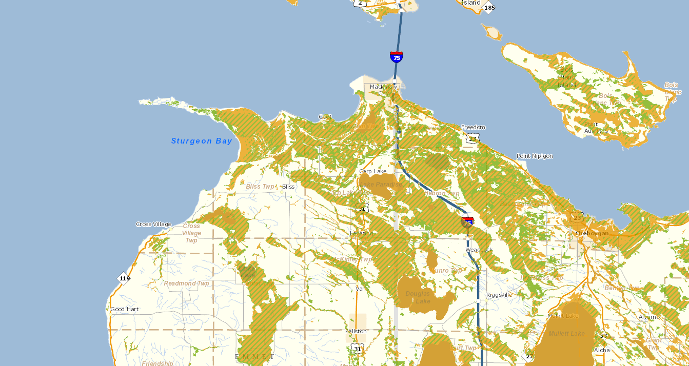 A screen capture of the wetlands map viewer application