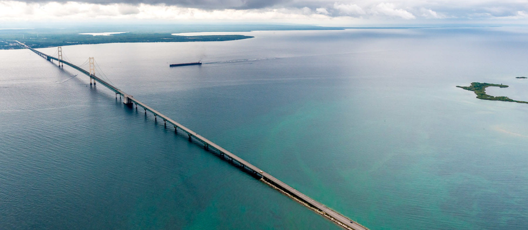 Aerial view of the Straits of Mackinac