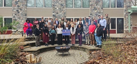 A group photo of 37 of the 2025 MI Healthy Climate Fellows cohort. 