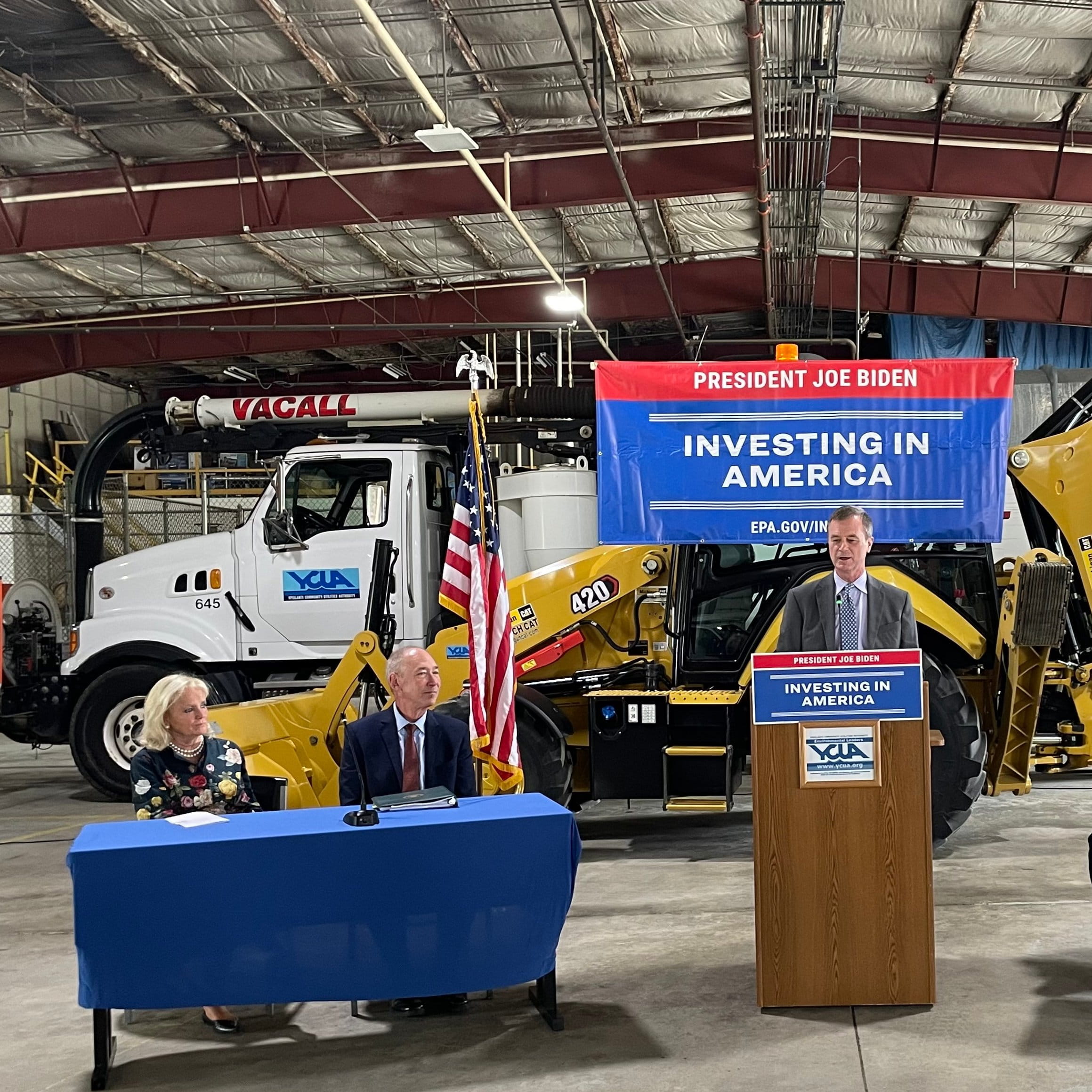 EGLE Director Phil Roos celebrates federal investments at a recent event with officials from the Biden-Harris Administration and Michigan’s congressional delegation. 