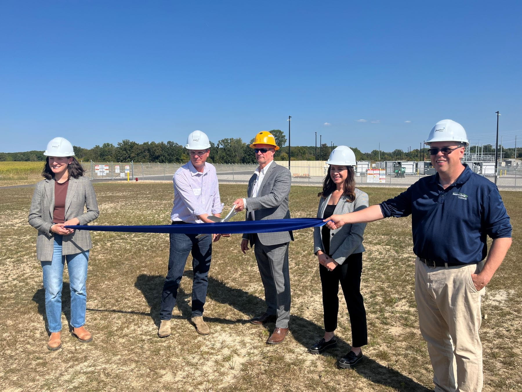 Ribbon-cutting ceremony at the Tibbits Energy Storage project in Coldwater Township.