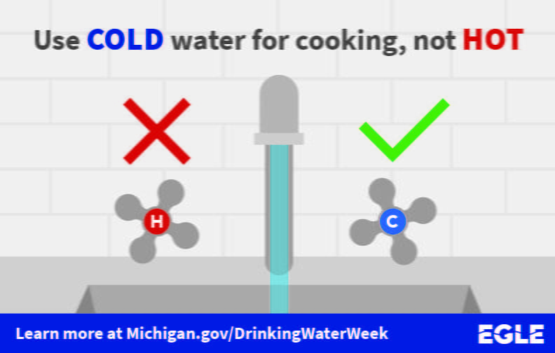 Use cold water for cooking, not hot