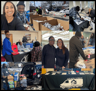 A bunch of pictures showing different volunteers helping the health needs in Detroit.