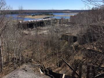 The above photo is a view from the bluff at the top of the former Quincy Mining Company- Mason stampmill.
