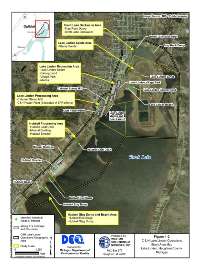 Calumet and Hecla Lake Linden Map