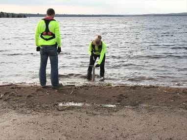 The above photo depicts near shore sediment sampling conducted in October 2017.