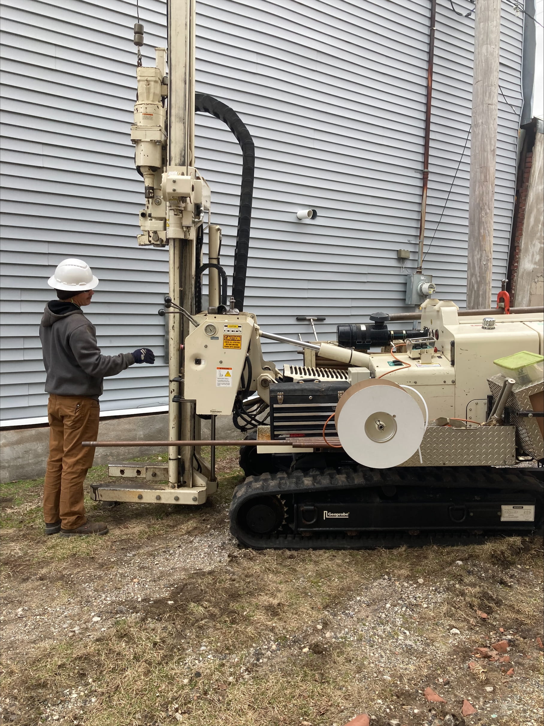 A geoprobe rig preparing to take a soil sample.