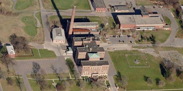 Aerial view of the former Eloise Psychiatric Hospital complex in the city of Westland in Wayne County. The contaminated site will be redeveloped with an EGLE brownfield grant.