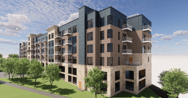 Rendering of Hillside Overlook, recipient of an EGLE brownfield grant, on Plymouth Road in Plymouth Township. 