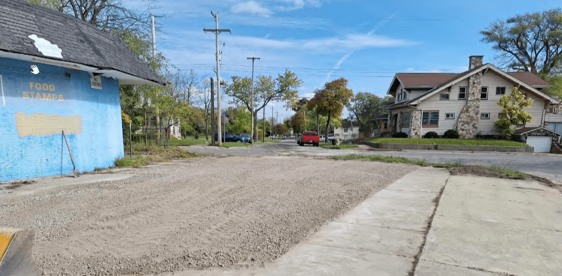 The excavation site after the hole was backfilled.