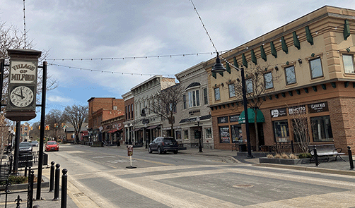 Downtown street for the Village of Milford