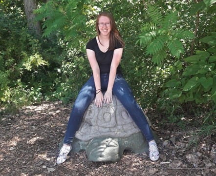 Climate Data Science Officer Sarah Hutchinson, pictured at the University of Michigan’s Matthaei Botanical Gardens,