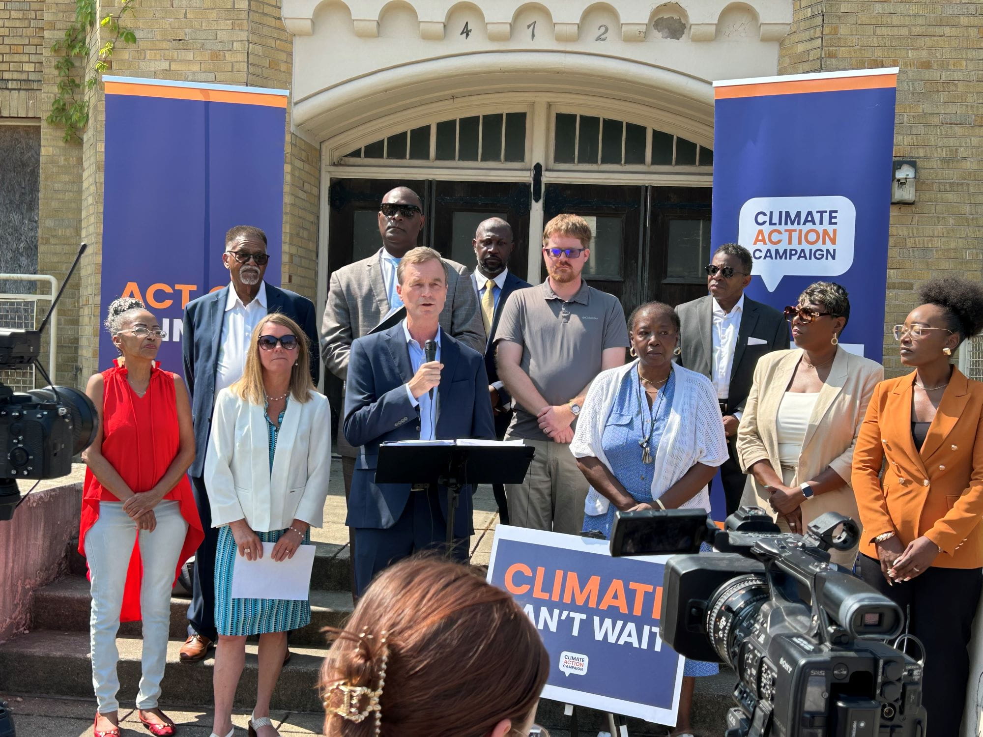 EGLE Director Phil Roos speaks outside Benton Harbor’s Bobo Brazil Community Center.