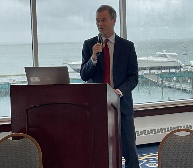 EGLE Director Phil Roos at the Binational Lake St. Clair conference in Harrison Township.