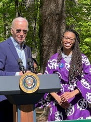 MI Healthy Climate Corps member Za'Nyia Kelly of Detroit introduced President Joe Biden at an Earth Day event in Virginia on Monday. EGLE photo.