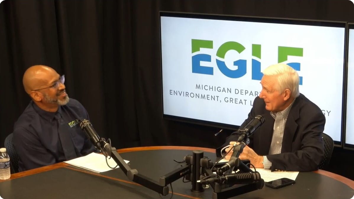 Radon podcast screenshot with Leslie Smith III, of EGLE, and moderator Jerry Hodak.