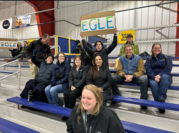 EGLE fans cheered on the EGLE hockey team in the 2025 EGLE vs. DNR annual hockey game. 