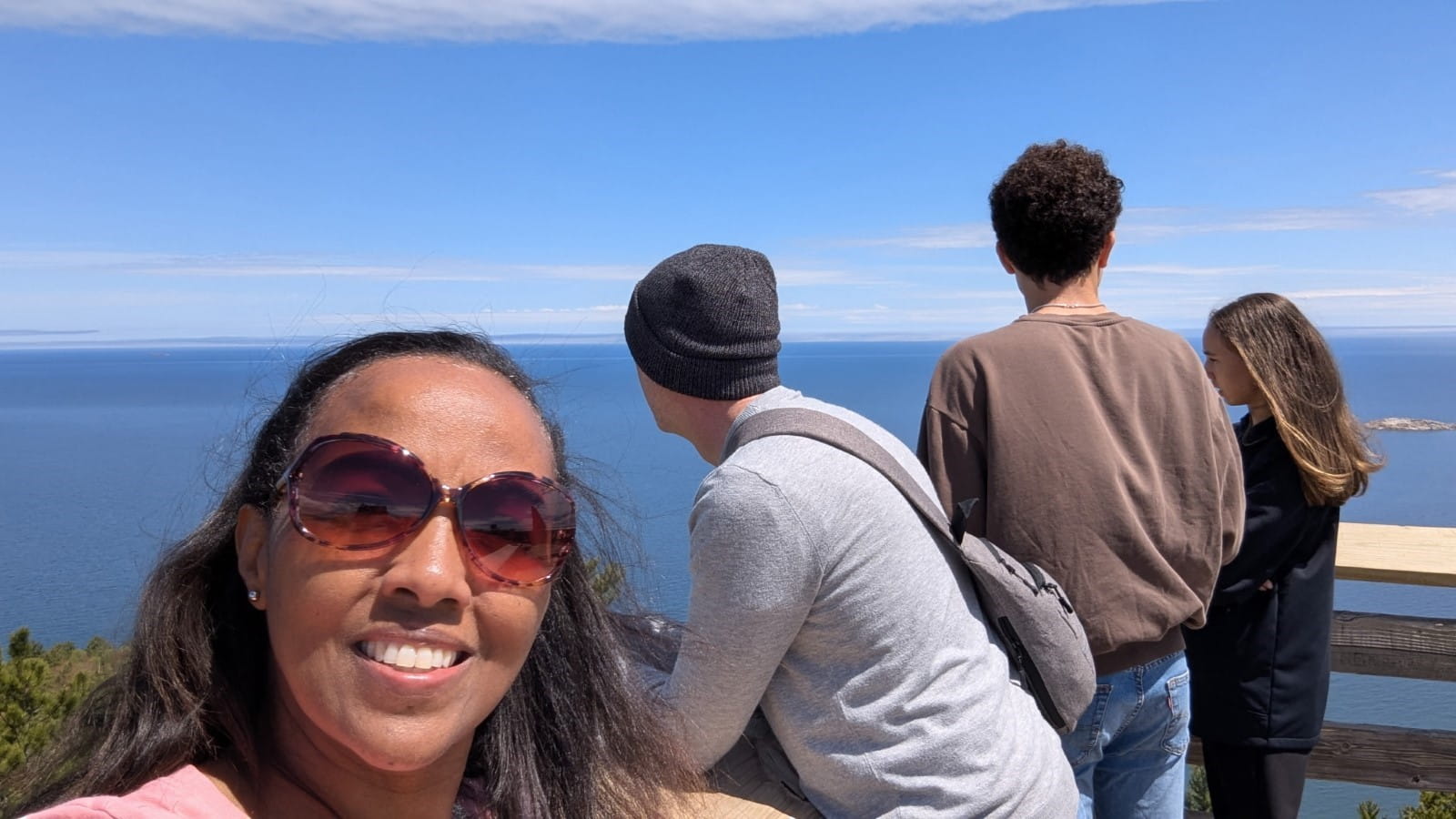 EGLE staffer Dale George and family at Lake Superior.